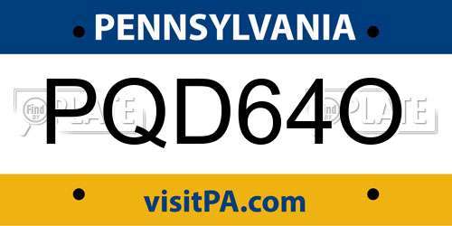 PQD64O Pennsylvania License Plate