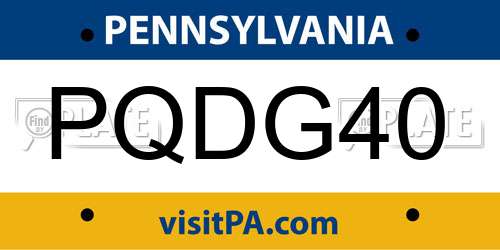 PQDG40 Pennsylvania License Plate