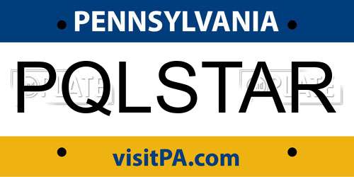 PQLSTAR Pennsylvania License Plate