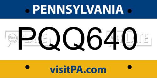 PQQ640 Pennsylvania License Plate