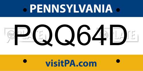 PQQ64D Pennsylvania License Plate