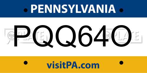 PQQ64O Pennsylvania License Plate