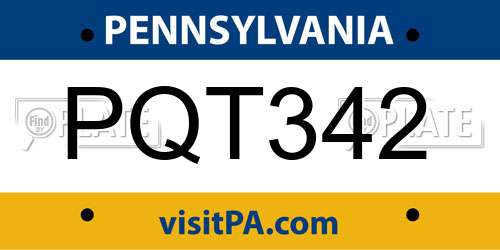 PQT342 Pennsylvania License Plate