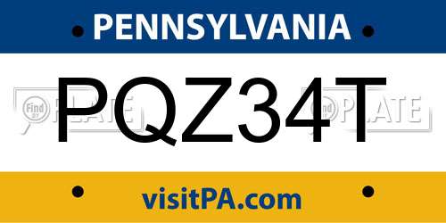 PQZ34T Pennsylvania License Plate