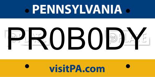 PR0B0DY Pennsylvania License Plate