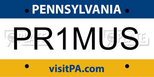 PR1MUS Pennsylvania License Plate