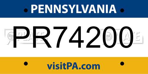 PR74200 Pennsylvania License Plate