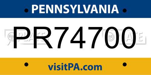PR74700 Pennsylvania License Plate