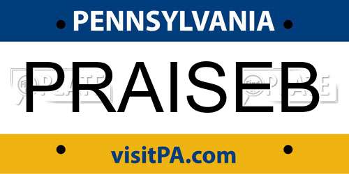 PRAISEB Pennsylvania License Plate