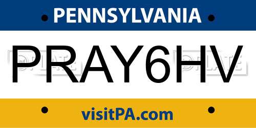 PRAY6HV Pennsylvania License Plate