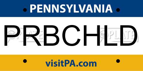 PRBCHLD Pennsylvania License Plate