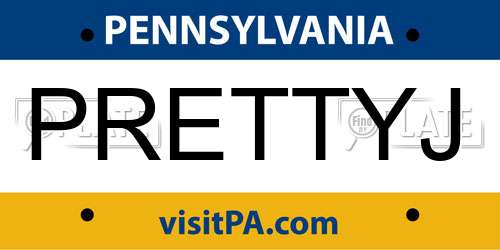 PRETTYJ Pennsylvania License Plate