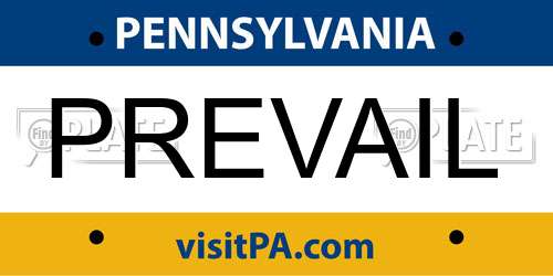 PREVAIL Pennsylvania License Plate