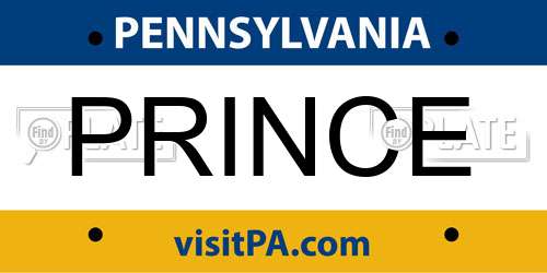 PRINCE Pennsylvania License Plate