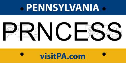 PRNCESS Pennsylvania License Plate