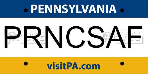 PRNCSAF Pennsylvania License Plate