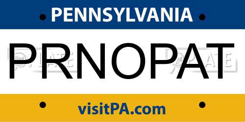 PRNOPAT Pennsylvania License Plate