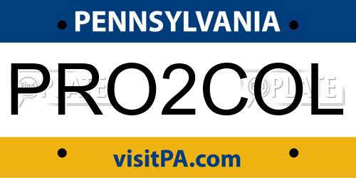 PRO2COL Pennsylvania License Plate