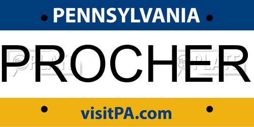 PROCHER Pennsylvania License Plate