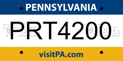 PRT4200 Pennsylvania License Plate
