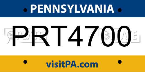 PRT4700 Pennsylvania License Plate