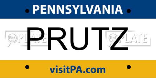 PRUTZ Pennsylvania License Plate