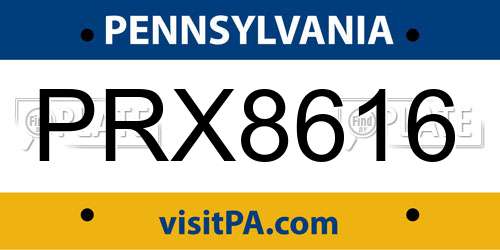 PRX8616 Pennsylvania License Plate