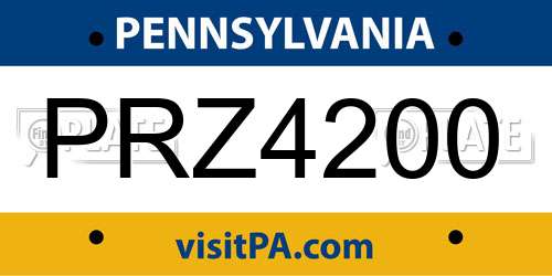 PRZ4200 Pennsylvania License Plate