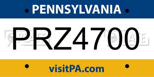 PRZ4700 Pennsylvania License Plate