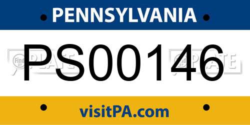 PS00146 Pennsylvania License Plate