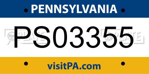 PS03355 Pennsylvania License Plate