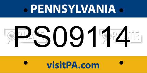 PS09114 Pennsylvania License Plate