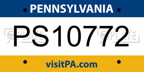 PS10772 Pennsylvania License Plate
