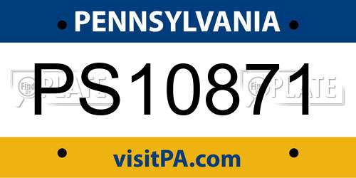 PS10871 Pennsylvania License Plate