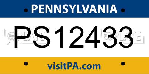 PS12433 Pennsylvania License Plate