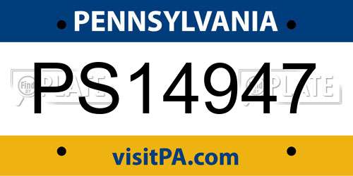PS14947 Pennsylvania License Plate