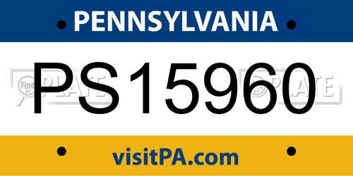 PS15960 Pennsylvania License Plate