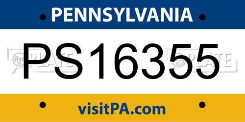 PS16355 Pennsylvania License Plate