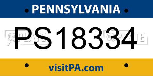 PS18334 Pennsylvania License Plate