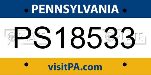 PS18533 Pennsylvania License Plate