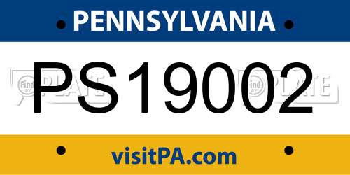 PS19002 Pennsylvania License Plate