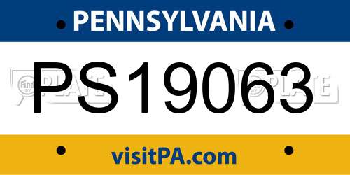 PS19063 Pennsylvania License Plate