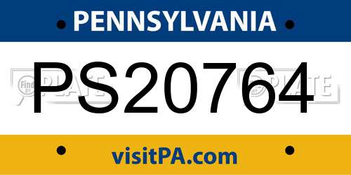 PS20764 Pennsylvania License Plate