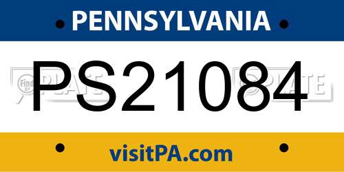 PS21084 Pennsylvania License Plate