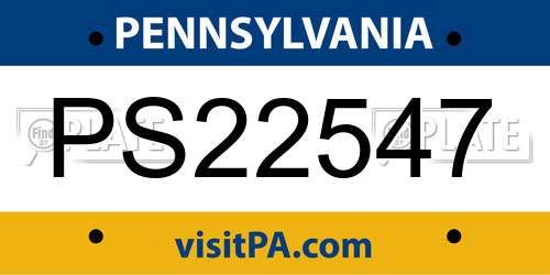 PS22547 Pennsylvania License Plate