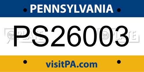 PS26003 Pennsylvania License Plate