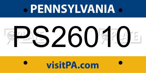 PS26010 Pennsylvania License Plate