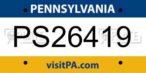 PS26419 Pennsylvania License Plate