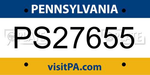 PS27655 Pennsylvania License Plate