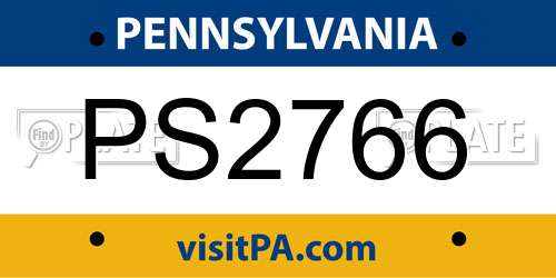 PS2766 Pennsylvania License Plate